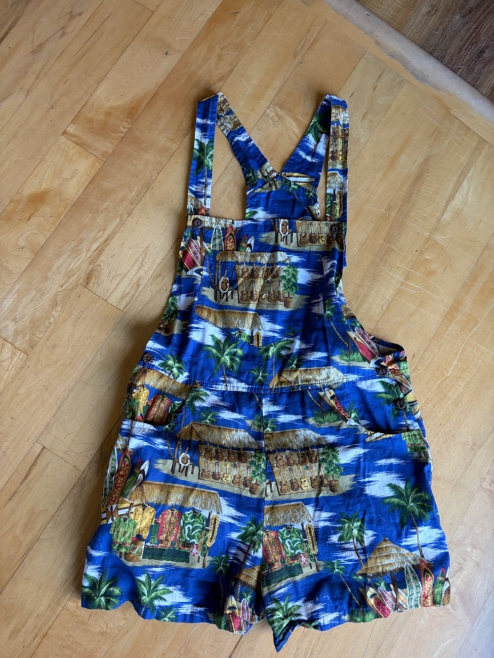 Island Aloha Wear Shortalls Hawaiian surfboard lightweight pockets packable Sz L